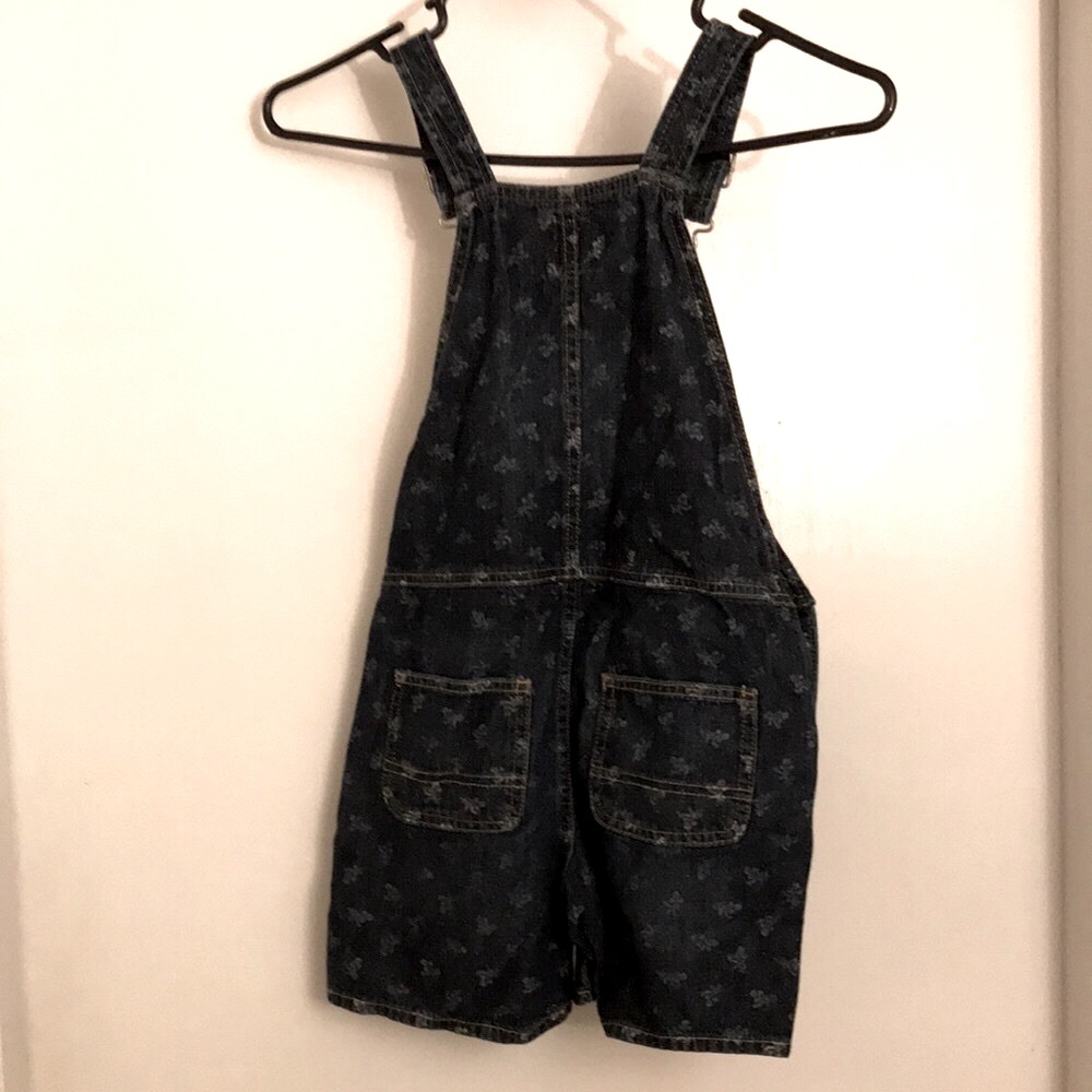 GAP Kids Girls Dark Wash Denim Shortall Overalls Sz S Bib Pockets EUC Fall - Picture 3 of 5